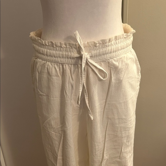 Cream Drawstring linen pants - Picture 2 of 4